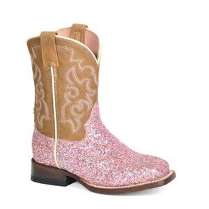 Roper Kids Glitter Queen Sq Toe Boots MSRP$140